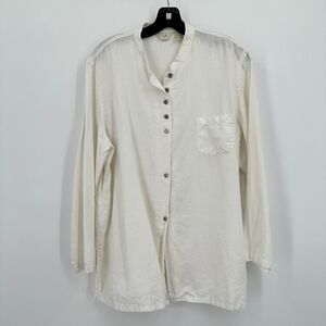 J. Jill Tunic Top 100% Linen Womens Large White Minimalist Cottagecore Homestead